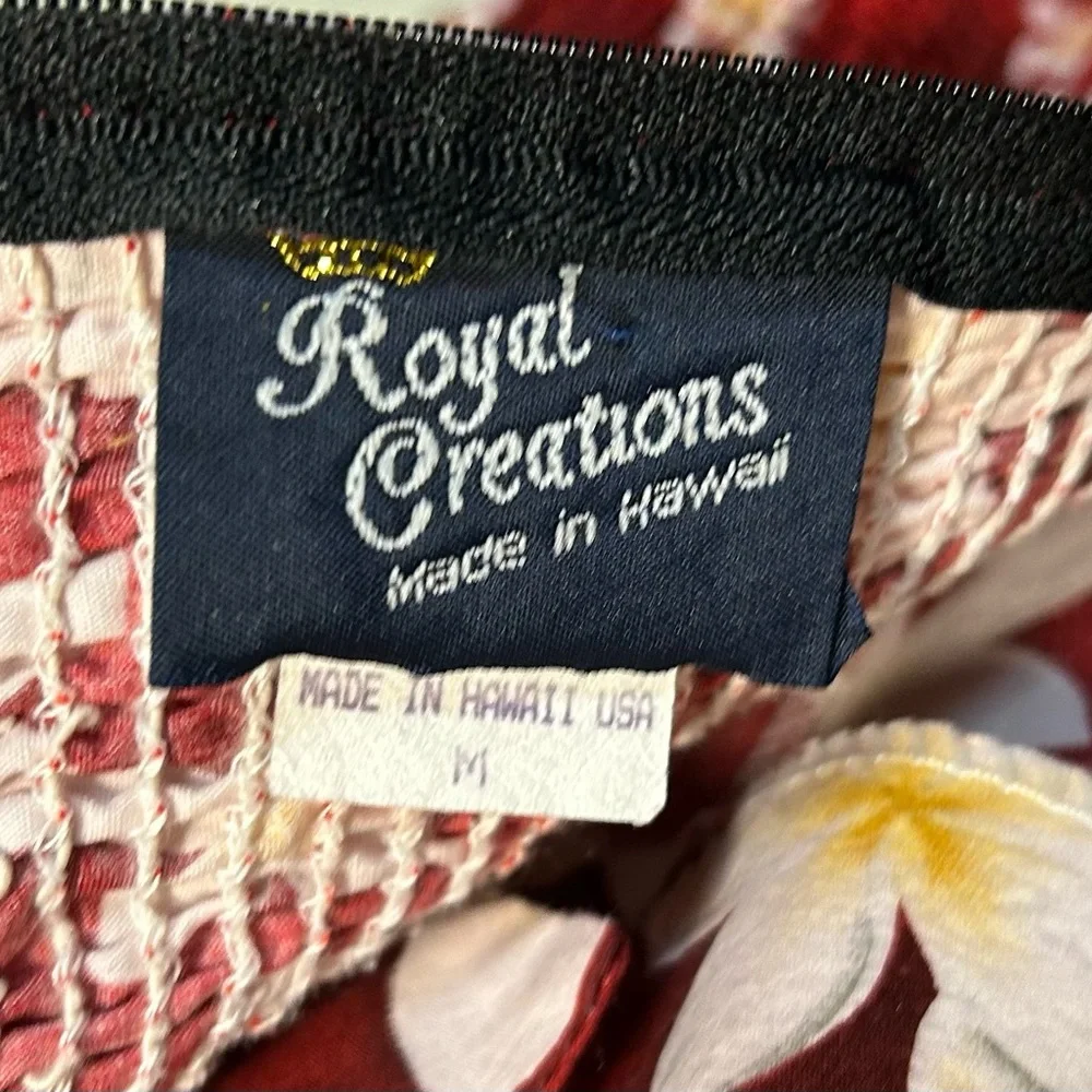 Royal Creations Red Plumeria Floral Rockabilly Midi Dress Made in Hawaii USA M - Picture 2 of 8